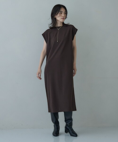 GALLEST（ギャレスト）の「サイドラインジョーゼットワンピース（ワンピース・レディース・ブラック/ブラウン系その他・34/38）」の2枚目の写真