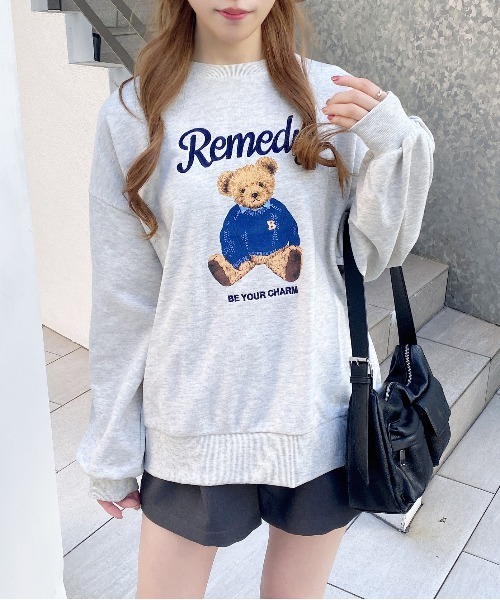 INGNI（イング）の「【WEB限定】ベアロゴスウェットチュニック（スウェット・レディース・ネイビー/オートミール/ボルドー・M）」の7枚目の写真