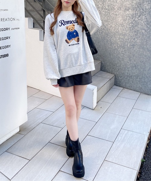 INGNI（イング）の「【WEB限定】ベアロゴスウェットチュニック（スウェット・レディース・ネイビー/オートミール/ボルドー・M）」の9枚目の写真