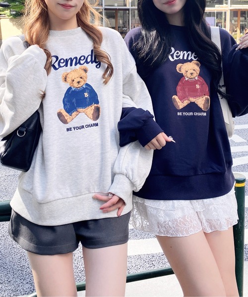 INGNI（イング）の「【WEB限定】ベアロゴスウェットチュニック（スウェット・レディース・ネイビー/オートミール/ボルドー・M）」の11枚目の写真