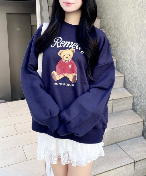 INGNI（イング）の「【WEB限定】ベアロゴスウェットチュニック（スウェット・レディース・ネイビー/オートミール/ボルドー・M）」の13枚目の写真