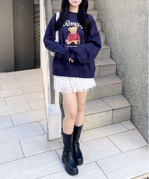 INGNI（イング）の「【WEB限定】ベアロゴスウェットチュニック（スウェット・レディース・ネイビー/オートミール/ボルドー・M）」の16枚目の写真