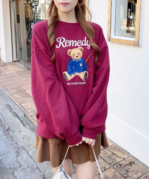 INGNI（イング）の「【WEB限定】ベアロゴスウェットチュニック（スウェット・レディース・ネイビー/オートミール/ボルドー・M）」の18枚目の写真