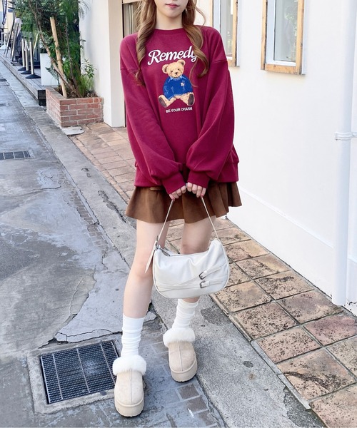 INGNI（イング）の「【WEB限定】ベアロゴスウェットチュニック（スウェット・レディース・ネイビー/オートミール/ボルドー・M）」の21枚目の写真