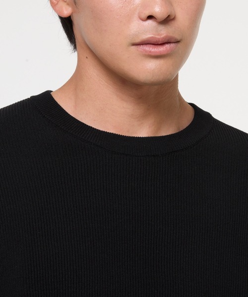 coca（coca）（コカ）の「畦編みクルーネックニットトップス（ニット/セーター・メンズ・ブラック/ライトグレー・L/M/XL）」の7枚目の写真