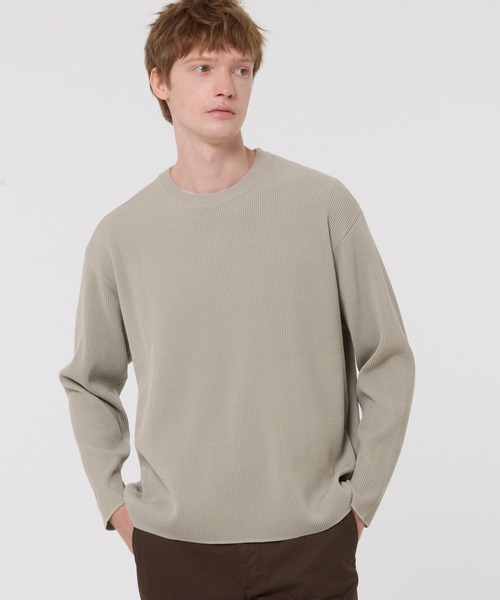 coca（coca）（コカ）の「畦編みクルーネックニットトップス（ニット/セーター・メンズ・ブラック/ライトグレー・L/M/XL）」の9枚目の写真