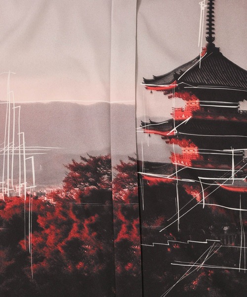 HARE（ハレ）の「ランドスケープスケッチシャツ(HARE)（シャツ/ブラウス・メンズ・ブラック/オレンジ・FREE）」の22枚目の写真