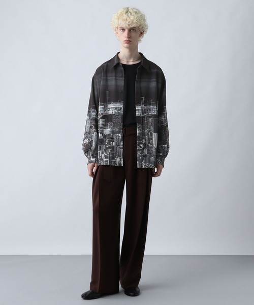 HARE（ハレ）の「ランドスケープスケッチシャツ(HARE)（シャツ/ブラウス・メンズ・ブラック/オレンジ・FREE）」の3枚目の写真