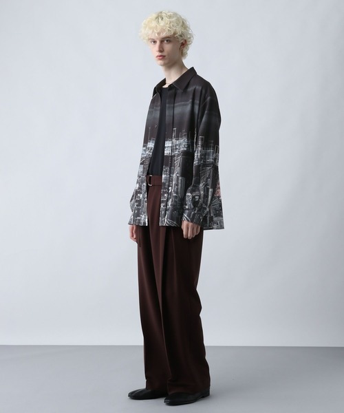 HARE（ハレ）の「ランドスケープスケッチシャツ(HARE)（シャツ/ブラウス・メンズ・ブラック/オレンジ・FREE）」の4枚目の写真