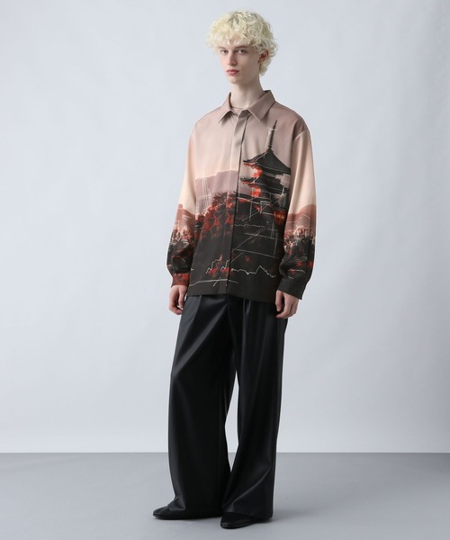 HARE（ハレ）の「ランドスケープスケッチシャツ(HARE)（シャツ/ブラウス・メンズ・ブラック/オレンジ・FREE）」の7枚目の写真