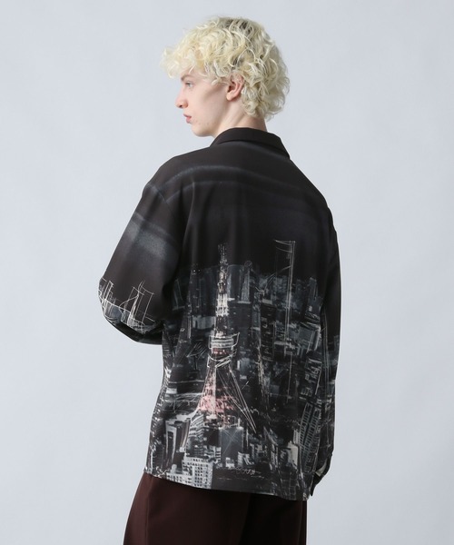 HARE（ハレ）の「ランドスケープスケッチシャツ(HARE)（シャツ/ブラウス・メンズ・ブラック/オレンジ・FREE）」の9枚目の写真