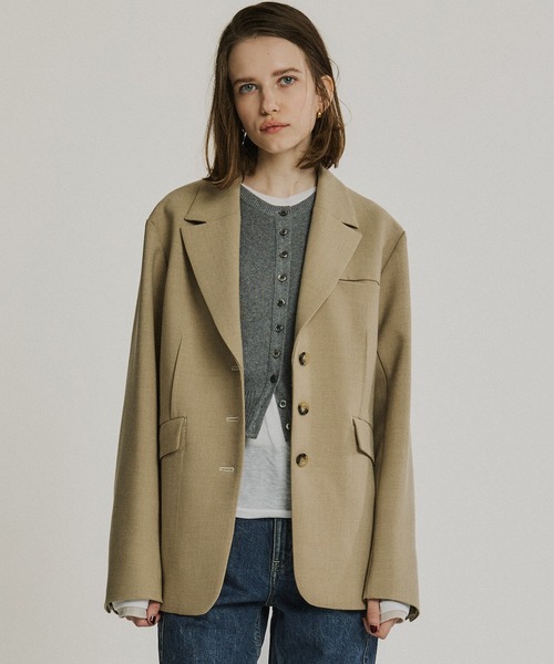 PUBLIC TOKYO（パブリックトウキョウ）の「ダブルクロスノッチドラペルジャケット＊セットアップ対応＊（テーラードジャケット・レディース・ベージュ/ブラック/ネイビー・1/2）」の21枚目の写真