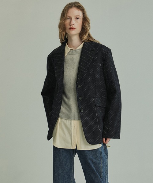 セール】ダブルクロスノッチドラペルジャケット＊セットアップ対応