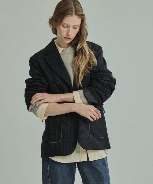 セール】ダブルクロスノッチドラペルジャケット＊セットアップ対応