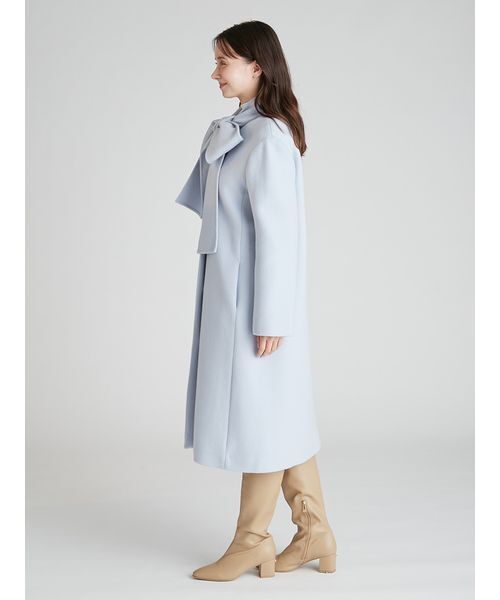 リボンストール付きノーカラーコート（ノーカラージャケット