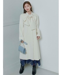 CELFORD(セルフォード)のリボンストール付きノーカラーコート(ノーカラージャケット)
