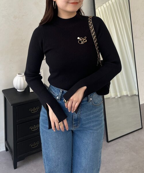 prose verse（プロズヴェール）の「ハイネックリブニットトップス（ニット/セーター・レディース・アイボリー/ブラック系その他/ブラック・LARGE/MEDIUM）」の13枚目の写真