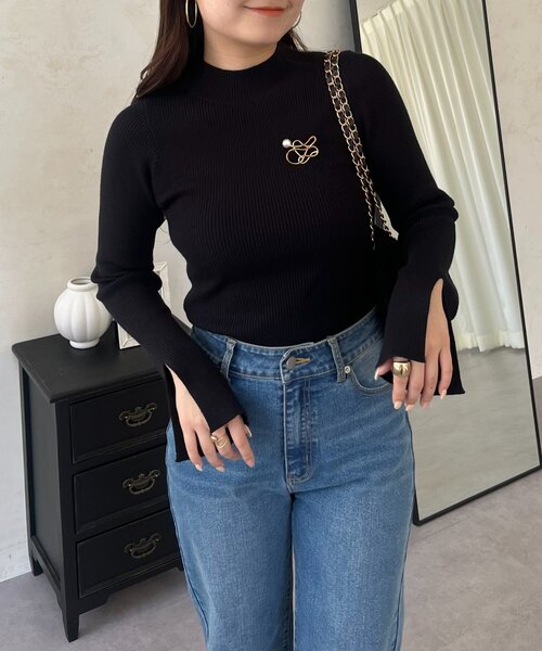 prose verse（プロズヴェール）の「ハイネックリブニットトップス（ニット/セーター・レディース・アイボリー/ブラック系その他/ブラック・LARGE/MEDIUM）」の14枚目の写真