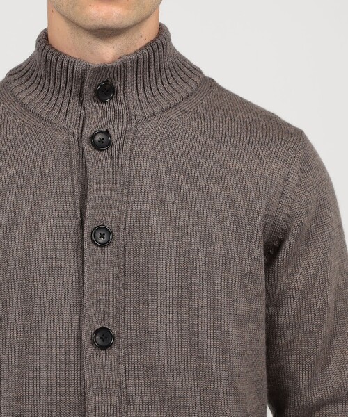 TOMORROWLAND tricot ウール スタンドカラーニットカーディガン