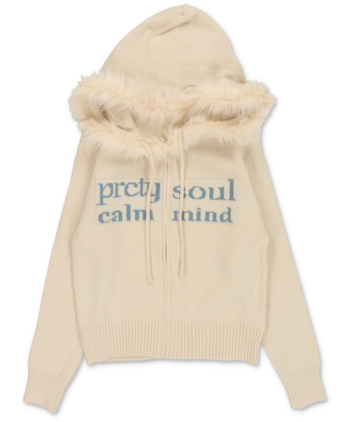 SPINNS（スピンズ）の「ふわもこフードが優勝☆彡あざと可愛い韓国ニットパーカー/ジャガードロゴ（パーカー・レディース・ピンク/チャコール/ネイビー/アイボリー・ONESIZE）」の22枚目の写真