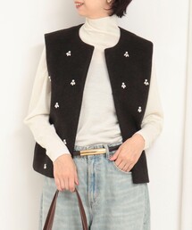 MICO COULIER | ニット両面パイルビジューベスト(ブルゾン)