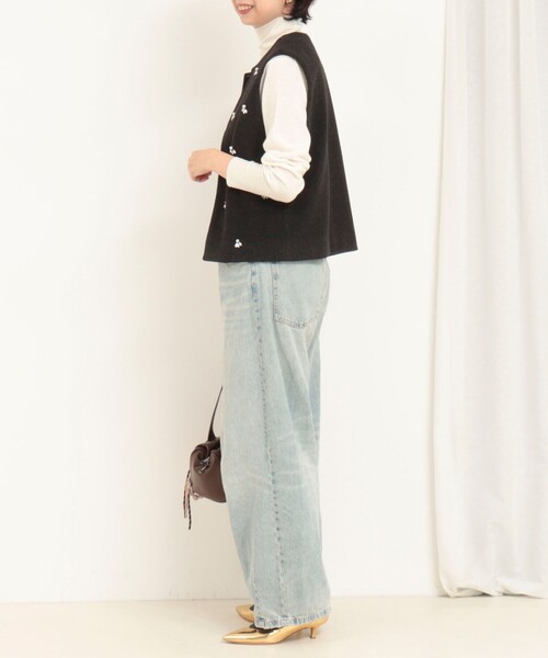 MICO COULIER（ミコクリエ）の「ニット両面パイルビジューベスト（ブルゾン・レディース・チャコールグレー/ベージュ・38）」の7枚目の写真