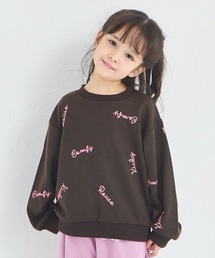 pairmanon(ペアマノン)の【まいにちスウェット】ガールズ 総柄 英字ロゴ 刺繍 裏毛トレーナー(スウェット)