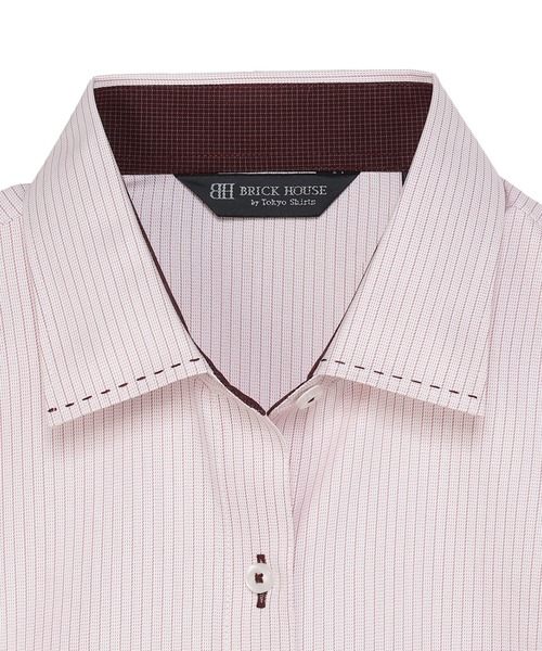 TOKYO SHIRTS（トウキョウシャツ）の「形態安定ノンアイロン ワイド 長袖ビジネスワイシャツ（ビジネスシャツ・レディース・ピンク・XL/S/L/LL）」の3枚目の写真
