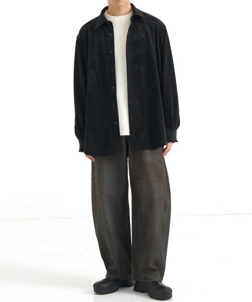 セール】FEATHER SUEDE ロングスリーブシャツ ｜冬服/起毛シャツ/軽量