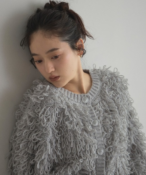 &. NOSTALGIA(アンドドットノスタルジア)の「ループフリンジショートカーデ(カーディガン/ボレロ・レディース・グレー/アイボリー・M)」の10枚目の写真