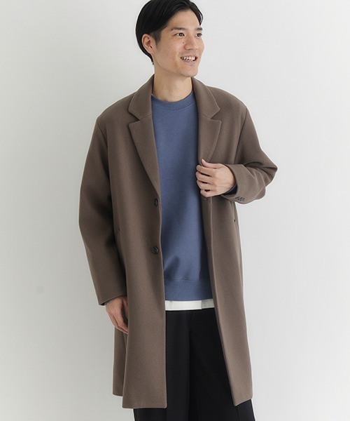 BACK NUMBER（バックナンバー）の「【BACK NUMBER】ライトメルトン チェスターコート シングル (軽量/保温/ビジネスカジュアル/オンオフ/きれいめ)（チェスターコート・メンズ・グレー/ダークベージュ/ブラック・M/XL/L）」の12枚目の写真