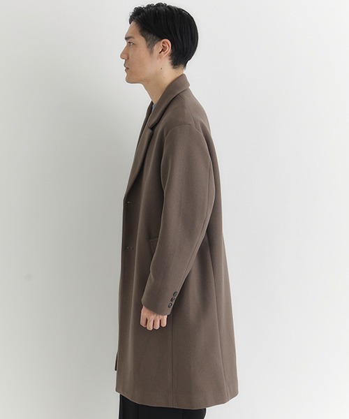 BACK NUMBER（バックナンバー）の「【BACK NUMBER】ライトメルトン チェスターコート シングル (軽量/保温/ビジネスカジュアル/オンオフ/きれいめ)（チェスターコート・メンズ・グレー/ダークベージュ/ブラック・M/XL/L）」の13枚目の写真