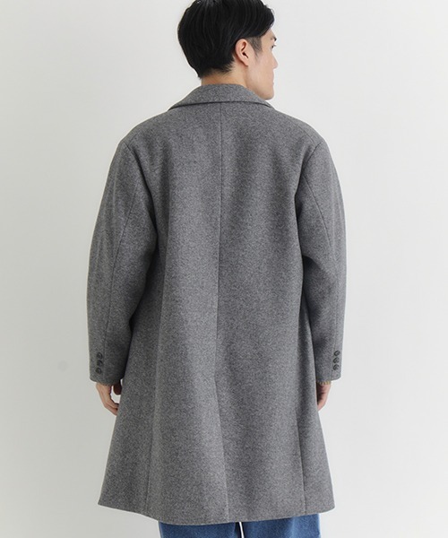 BACK NUMBER（バックナンバー）の「【BACK NUMBER】ライトメルトン チェスターコート シングル (軽量/保温/ビジネスカジュアル/オンオフ/きれいめ)（チェスターコート・メンズ・グレー/ダークベージュ/ブラック・M/XL/L）」の18枚目の写真