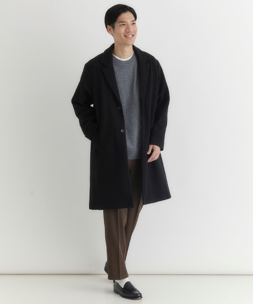 BACK NUMBER（バックナンバー）の「【BACK NUMBER】ライトメルトン チェスターコート シングル (軽量/保温/ビジネスカジュアル/オンオフ/きれいめ)（チェスターコート・メンズ・グレー/ダークベージュ/ブラック・M/XL/L）」の19枚目の写真