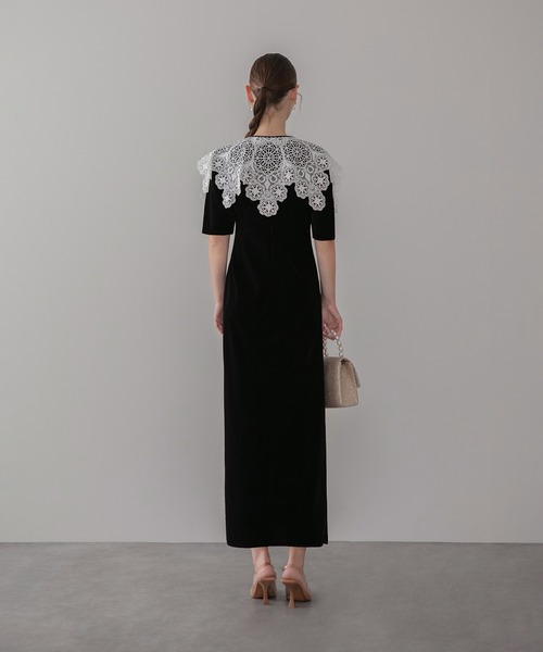 Leja（レジャ）の「【LEJA】レースカラーベロアIラインワンピース