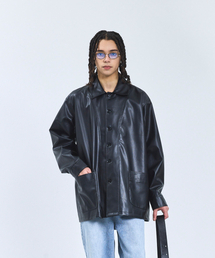 STANDARDERROR（スタンダードエラー）の「87-STAN153 ワイステッチレザー ハーフジャケット ブラック（その他アウター）」