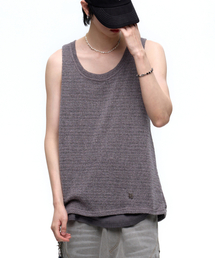 LAYERED KNIT SLEEVELESS - CHARCOAL