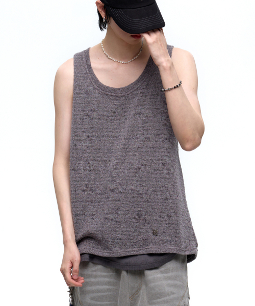 RSSC(アールエスエスシー)の「LAYERED KNIT SLEEVELESS - CHARCOAL(Tシャツ/カットソー・メンズ・その他・1/2)」の1枚目の写真