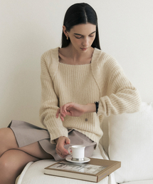 ARTID（アルティーダ）の「Alpaca Square Neck Knit_IVORY（ニット/セーター・レディース）」