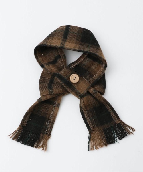 moncheri（モンシェリ）の「チェック柄マフラー付きプルオーバー【通すだけでリボン完成・ボタンで取り外し可能】（ペットウェア・レディース・ベージュ/アイボリー・S/M/L/XL）」の22枚目の写真