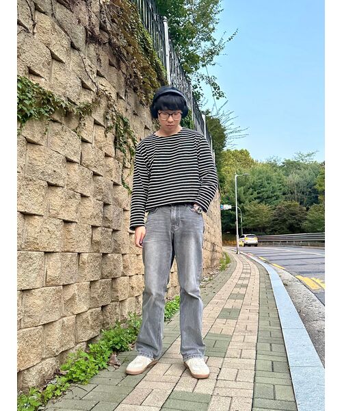 MUSINSA STANDARD（ムシンサスタンダード）の「ストライプボートネック長袖Tシャツ[ブラック/アイボリー]（Tシャツ/カットソー・メンズ・その他・SMALL/MEDIUM/LARGE/X-LARGE/XX-LARGE）」の8枚目の写真