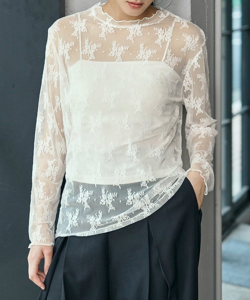 セール】【2つの柄から選べる】シースルートップス シアートップス