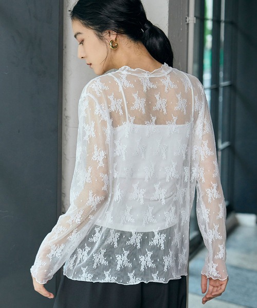 セール】【2つの柄から選べる】シースルートップス シアートップス