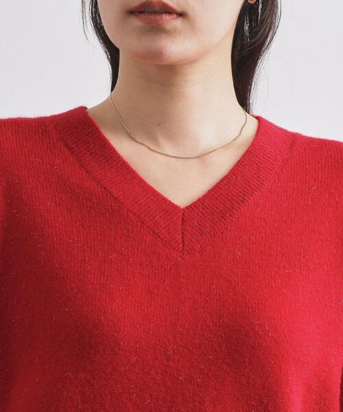 OPAQUE.CLIP(オペークドットクリップ)の「Vネックラメニット【洗濯機OK】(ニット/セーター・レディース・グレー/レッド系1/ネイビー・40/38)」の17枚目の写真