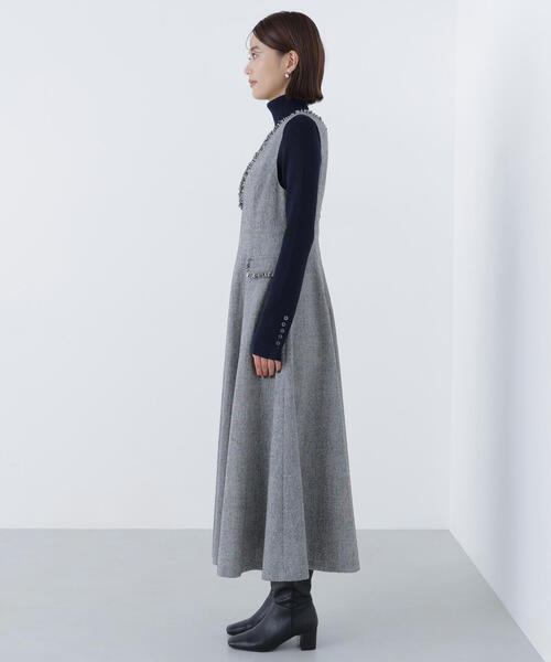 NATURAL BEAUTY BASIC（ナチュラルビューティーベーシック）の「◇ツイーディーフリンジジャンスカ（ジャンパースカート・レディース・ブラウン/ブラック・SMALL/MEDIUM/P/S）」の12枚目の写真