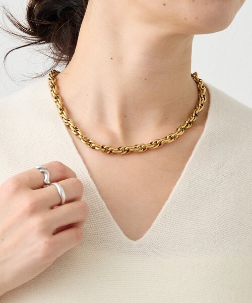 RIVE DROITE（リヴドロワ）の「【R.good（アールドットグッド）】編み込みチェーンネックレス（ネックレス・レディース・シルバー/ゴールド・FREE）」の2枚目の写真