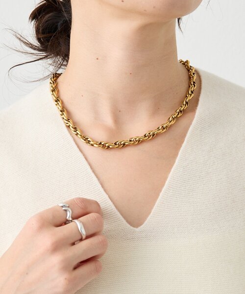 RIVE DROITE（リヴドロワ）の「【R.good（アールドットグッド）】編み込みチェーンネックレス（ネックレス・レディース・シルバー/ゴールド・FREE）」の7枚目の写真