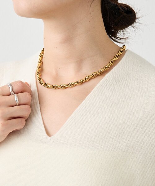 RIVE DROITE（リヴドロワ）の「【R.good（アールドットグッド）】編み込みチェーンネックレス（ネックレス・レディース・シルバー/ゴールド・FREE）」の6枚目の写真