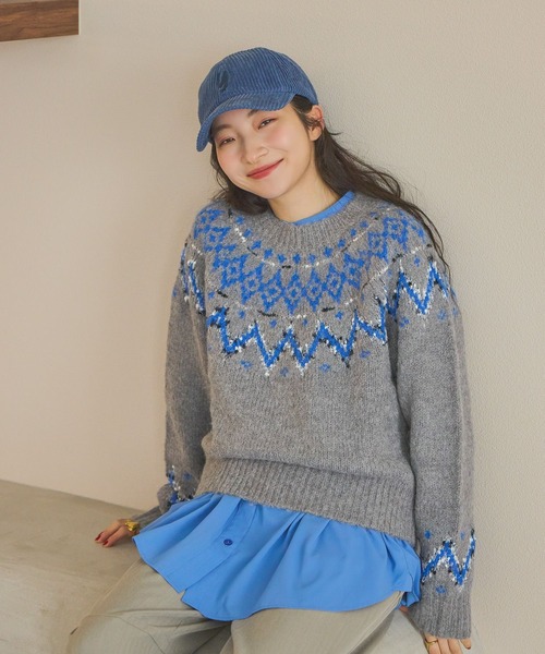 セール】アンゴラMIXノルディックプルオーバー（ニット/セーター