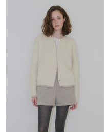 Hairy Yarn Knit Cardigan, Cream